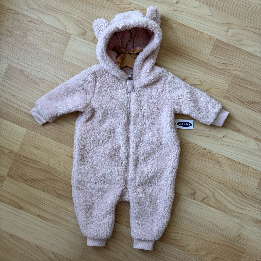 Old Navy Soft Pink Hooded Baby Footie
